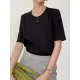 Solid Color Split-Joint Half Sleeves Round-neck T-Shirts Tops Solid Color Split-Joint Half Sleeves Round-neck T-Shirts Tops