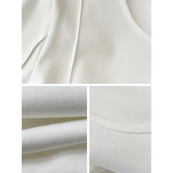 Solid Color Split-Joint Half Sleeves Round-neck T-Shirts Tops Solid Color Split-Joint Half Sleeves Round-neck T-Shirts Tops