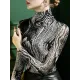 Printed Long Sleeves Skinny High-Neck T-Shirts Printed Long Sleeves Skinny High-Neck T-Shirts