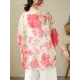 Floral Printed Loose Short Sleeves Round-neck T-shirts Floral Printed Loose Short Sleeves Round-neck T-shirts