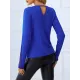 Gauze Solid Color Split-Joint Skinny Deep V-Neck T-Shirts Tops Gauze Solid Color Split-Joint Skinny Deep V-Neck T-Shirts Tops