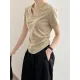 Solid Color Irregular clipping Short Sleeves V-neck T-Shirts Tops Solid Color Irregular clipping Short Sleeves V-neck T-Shirts Tops