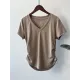 Solid Color Irregular clipping Short Sleeves V-neck T-Shirts Tops Solid Color Irregular clipping Short Sleeves V-neck T-Shirts Tops