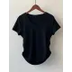 Solid Color Irregular clipping Short Sleeves V-neck T-Shirts Tops Solid Color Irregular clipping Short Sleeves V-neck T-Shirts Tops