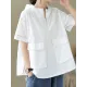 Zipper Loose Short Sleeves Hooded T-Shirts Tops Zipper Loose Short Sleeves Hooded T-Shirts Tops