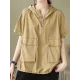Zipper Loose Short Sleeves Hooded T-Shirts Tops Zipper Loose Short Sleeves Hooded T-Shirts Tops