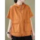 Zipper Loose Short Sleeves Hooded T-Shirts Tops Zipper Loose Short Sleeves Hooded T-Shirts Tops
