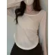 Solid Color Long Sleeves Skinny Square-Neck T-Shirts Tops Solid Color Long Sleeves Skinny Square-Neck T-Shirts Tops