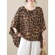 Leopard Batwing Sleeves Loose Round-Neck T-Shirts Tops Leopard Batwing Sleeves Loose Round-Neck T-Shirts Tops
