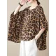 Leopard Batwing Sleeves Loose Round-Neck T-Shirts Tops Leopard Batwing Sleeves Loose Round-Neck T-Shirts Tops