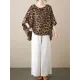 Leopard Batwing Sleeves Loose Round-Neck T-Shirts Tops Leopard Batwing Sleeves Loose Round-Neck T-Shirts Tops