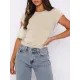 Solid Color Short Sleeves Skinny Round-Neck T-Shirts Solid Color Short Sleeves Skinny Round-Neck T-Shirts