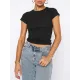 Solid Color Short Sleeves Skinny Round-Neck T-Shirts Solid Color Short Sleeves Skinny Round-Neck T-Shirts