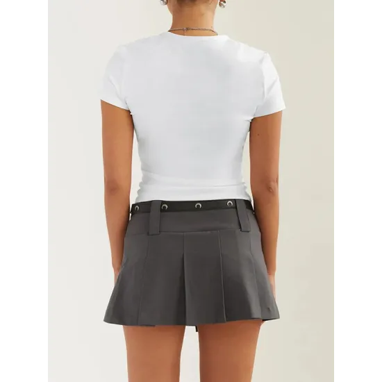 Solid Color Short Sleeves Skinny Round-Neck T-Shirts Solid Color Short Sleeves Skinny Round-Neck T-Shirts