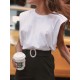 Solid Color Cap Sleeve Loose Round-Neck T-Shirts Solid Color Cap Sleeve Loose Round-Neck T-Shirts