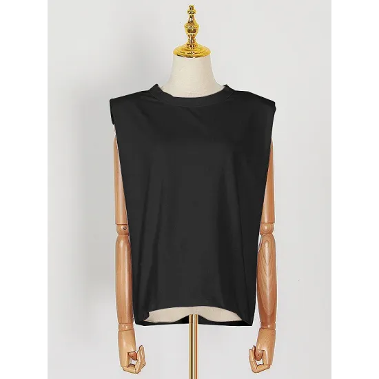 Solid Color Cap Sleeve Loose Round-Neck T-Shirts Solid Color Cap Sleeve Loose Round-Neck T-Shirts