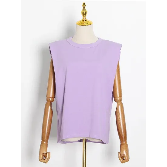 Solid Color Cap Sleeve Loose Round-Neck T-Shirts Solid Color Cap Sleeve Loose Round-Neck T-Shirts