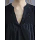 Hollow Pleated Solid Color Split-Joint Half Sleeves Loose V-Neck T-Shirts Hollow Pleated Solid Color Split-Joint Half Sleeves Loose V-Neck T-Shirts