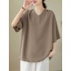Solid Color Loose Short Sleeves V-Neck T-Shirts Solid Color Loose Short Sleeves V-Neck T-Shirts