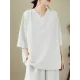 Solid Color Loose Short Sleeves V-Neck T-Shirts Solid Color Loose Short Sleeves V-Neck T-Shirts