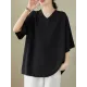 Solid Color Loose Short Sleeves V-Neck T-Shirts Solid Color Loose Short Sleeves V-Neck T-Shirts