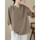 Solid Color Loose Short Sleeves V-Neck T-Shirts Solid Color Loose Short Sleeves V-Neck T-Shirts