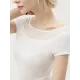 Gauze See-Through Split-Joint Short Sleeves Skinny Boat Neck T-Shirts Gauze See-Through Split-Joint Short Sleeves Skinny Boat Neck T-Shirts
