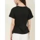 Pleated Solid Color Split-Front Split-Joint Batwing Sleeves Loose Round-Neck T-Shirts Pleated Solid Color Split-Front Split-Joint Batwing Sleeves Loose Round-Neck T-Shirts
