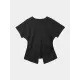 Pleated Solid Color Split-Front Split-Joint Batwing Sleeves Loose Round-Neck T-Shirts Pleated Solid Color Split-Front Split-Joint Batwing Sleeves Loose Round-Neck T-Shirts