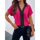 Contrast Color Loose Short Sleeves V-neck T-Shirts Tops Contrast Color Loose Short Sleeves V-neck T-Shirts Tops
