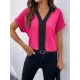 Contrast Color Loose Short Sleeves V-neck T-Shirts Tops Contrast Color Loose Short Sleeves V-neck T-Shirts Tops