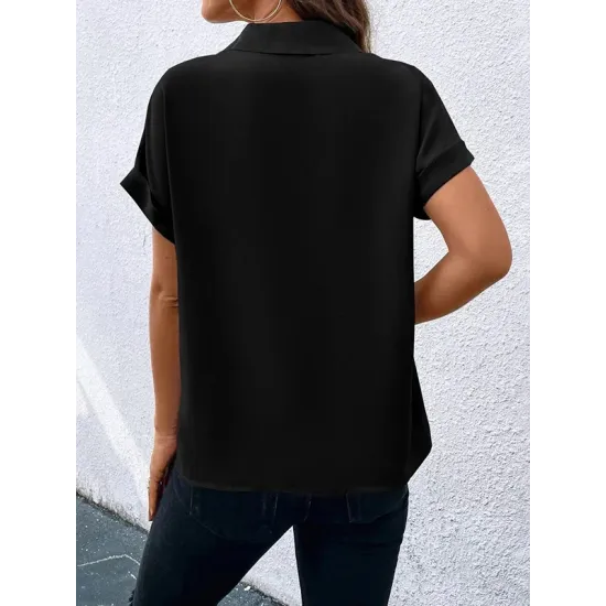 Contrast Color Loose Short Sleeves V-neck T-Shirts Tops Contrast Color Loose Short Sleeves V-neck T-Shirts Tops
