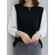 Split-Joint False Two Loose Round-neck T-Shirts Tops Split-Joint False Two Loose Round-neck T-Shirts Tops