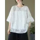 Falbala Pleated See-Through Split-Joint Loose Short Sleeves Round-Neck T-Shirts Falbala Pleated See-Through Split-Joint Loose Short Sleeves Round-Neck T-Shirts