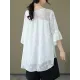 Falbala Pleated See-Through Split-Joint Loose Short Sleeves Round-Neck T-Shirts Falbala Pleated See-Through Split-Joint Loose Short Sleeves Round-Neck T-Shirts
