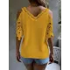 Lacy Solid Color Loose Short Sleeves Cold Shoulder T-Shirts Tops Lacy Solid Color Loose Short Sleeves Cold Shoulder T-Shirts Tops