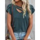 Solid Color Loose Short Sleeves V-neck T-Shirts Tops Solid Color Loose Short Sleeves V-neck T-Shirts Tops