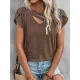 Solid Color Loose Short Sleeves V-neck T-Shirts Tops Solid Color Loose Short Sleeves V-neck T-Shirts Tops