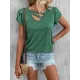 Solid Color Loose Short Sleeves V-neck T-Shirts Tops Solid Color Loose Short Sleeves V-neck T-Shirts Tops