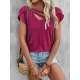Solid Color Loose Short Sleeves V-neck T-Shirts Tops Solid Color Loose Short Sleeves V-neck T-Shirts Tops