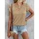 Solid Color Loose Short Sleeves V-neck T-Shirts Tops Solid Color Loose Short Sleeves V-neck T-Shirts Tops