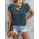 Solid Color Loose Short Sleeves V-neck T-Shirts Tops Solid Color Loose Short Sleeves V-neck T-Shirts Tops