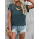 Solid Color Loose Short Sleeves V-neck T-Shirts Tops Solid Color Loose Short Sleeves V-neck T-Shirts Tops