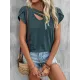 Solid Color Loose Short Sleeves V-neck T-Shirts Tops Solid Color Loose Short Sleeves V-neck T-Shirts Tops