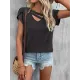 Solid Color Loose Short Sleeves V-neck T-Shirts Tops Solid Color Loose Short Sleeves V-neck T-Shirts Tops