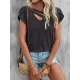 Solid Color Loose Short Sleeves V-neck T-Shirts Tops Solid Color Loose Short Sleeves V-neck T-Shirts Tops