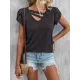 Solid Color Loose Short Sleeves V-neck T-Shirts Tops Solid Color Loose Short Sleeves V-neck T-Shirts Tops