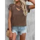 Solid Color Loose Short Sleeves V-neck T-Shirts Tops Solid Color Loose Short Sleeves V-neck T-Shirts Tops