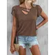 Solid Color Loose Short Sleeves V-neck T-Shirts Tops Solid Color Loose Short Sleeves V-neck T-Shirts Tops