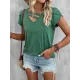 Solid Color Loose Short Sleeves V-neck T-Shirts Tops Solid Color Loose Short Sleeves V-neck T-Shirts Tops